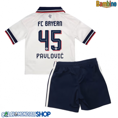 Maglie da calcio Bayern Munich Aleksandar Pavlovic #45 Seconda Maglia Bambino 2026-27 Manica Corta + Pantaloni corti)